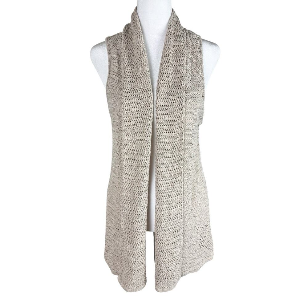 J. McLaughlin Sleeveless Open Front Cardigan Shawl Sweater Minimalist Size Small